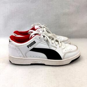 EUC Men’s Puma Rebound Layup Sneaker White-Black & Red size 10
